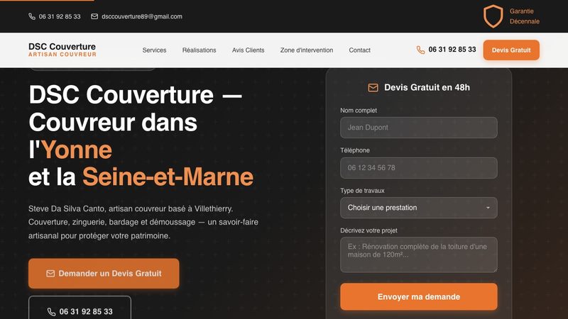 DSC Couverture — Site vitrine couvreur Yonne