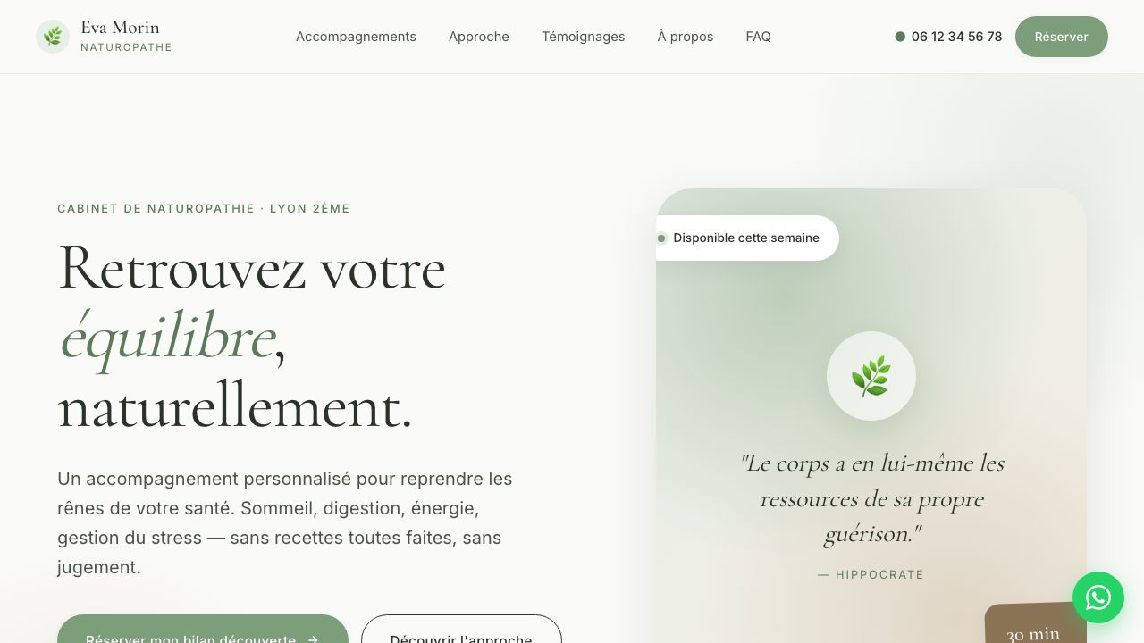 Eva Morin Naturopathie — Site vitrine naturopathe Lyon