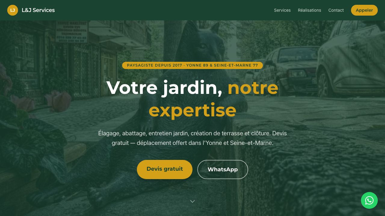 L&J Services — Site vitrine paysagiste Yonne et Seine-et-Marne