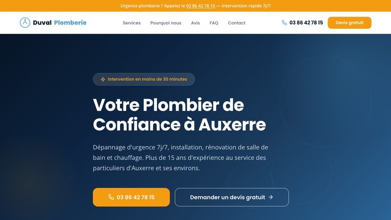 Site vitrine plombier exemple Uplift